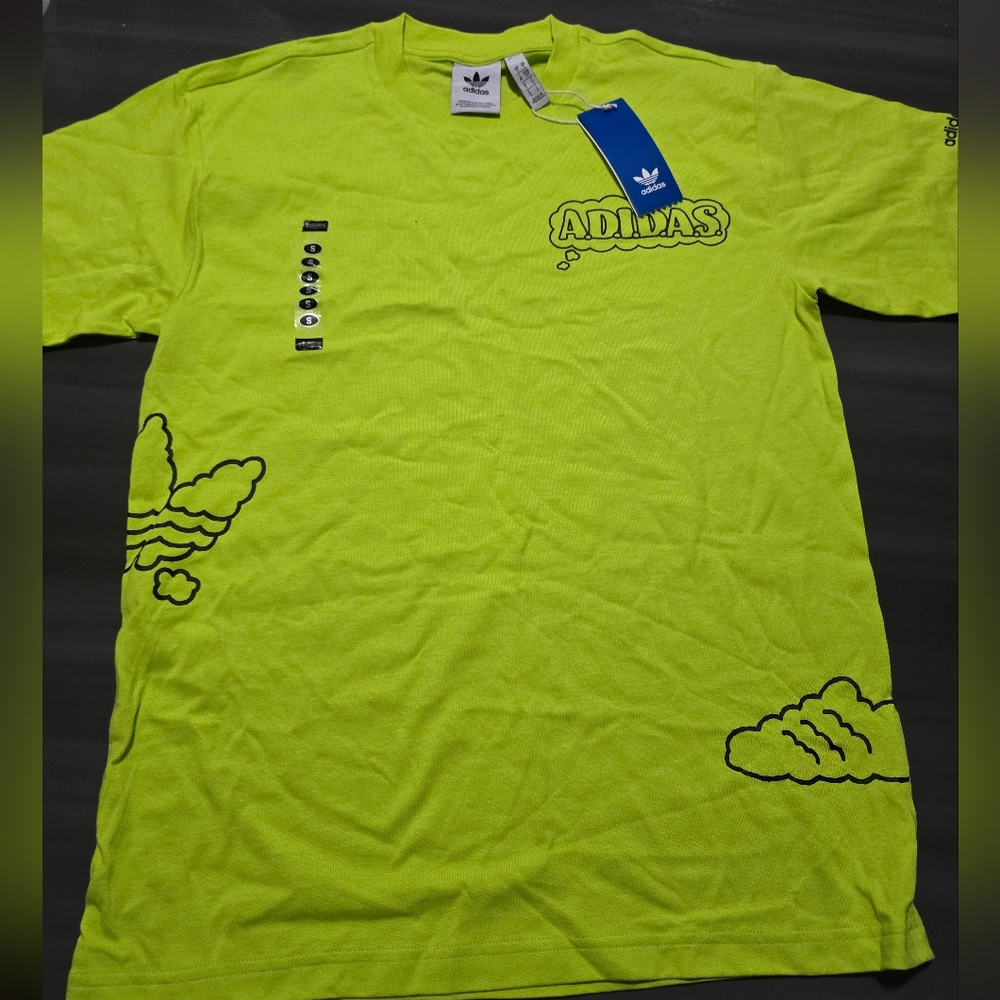 Adidas Neon Green Short Sleeve Tee with Bold Retro Design